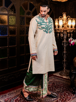 Load image into Gallery viewer, Forest green Madhubani Dhoti