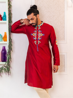 Load image into Gallery viewer, Maroon Indra - embroidered panjabi