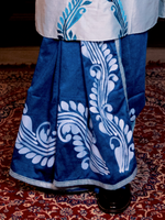 Load image into Gallery viewer, Sky blue alpona on Navy blue Dhoti