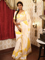 Load image into Gallery viewer, Kaash chanderi saree - Offwhite & Yellow