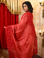 Load image into Gallery viewer, Peonies cutwork saree - Red