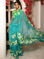 Load image into Gallery viewer, Shiuli phool handpainted organza saree