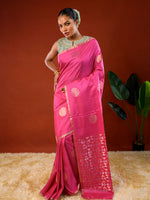 Load image into Gallery viewer, Model wearing Ichchhapuron's Polka - Pink saree, a contemporary polka dotted Kanjeevaram