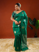 Load image into Gallery viewer, Model wearing Ichchhapuron's Polka - Green saree, a contemporary polka dotted Kanjeevaram