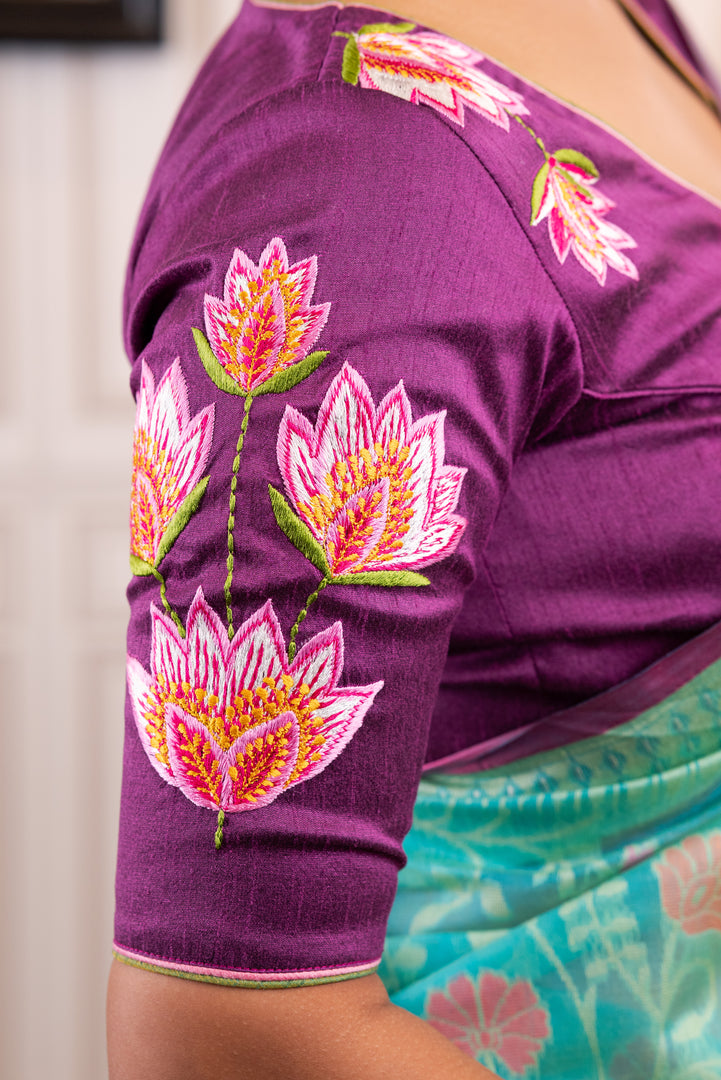 Lotus in water - Purple Blouse