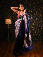 Load image into Gallery viewer, Azul (Benarasi saree with zari border)