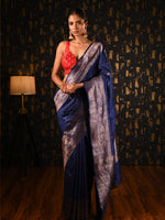Load image into Gallery viewer, Azul (Benarasi saree with zari border)