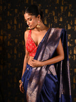 Load image into Gallery viewer, Azul (Benarasi saree with zari border)