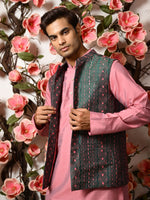 Load image into Gallery viewer, Rupam 2 - Kantha waistcoat (Green &amp; Red)