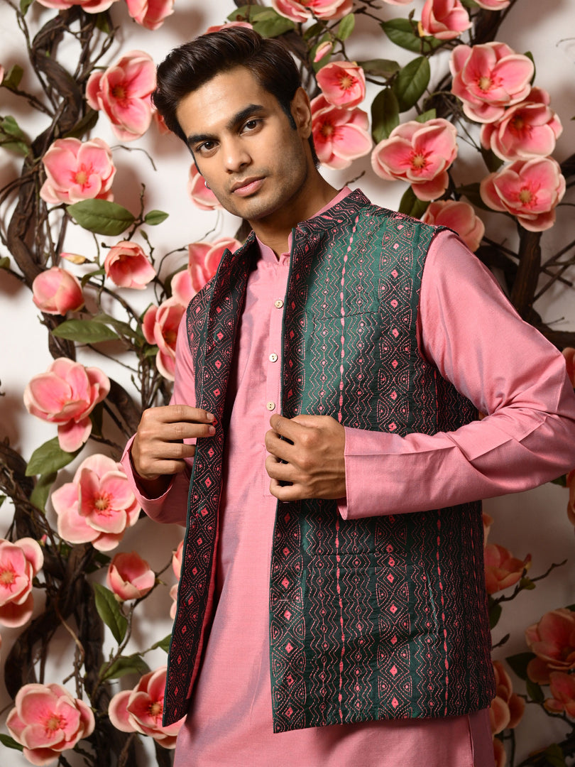 Rupam 2 - Kantha waistcoat (Green & Red)