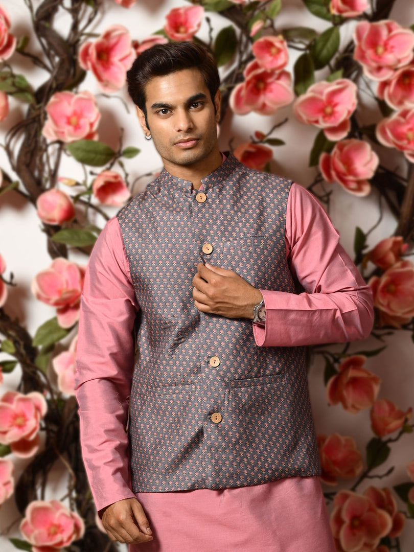 Soumitra - printed waistcoat (Grey)