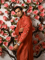 Load image into Gallery viewer, Aveek - Suede Panjabi (burnt orange)