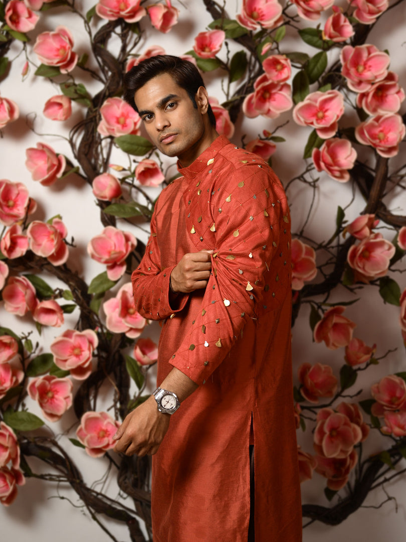 Aveek - Suede Panjabi (burnt orange)