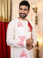 Load image into Gallery viewer, Moh alpona duet set - Red &amp; White