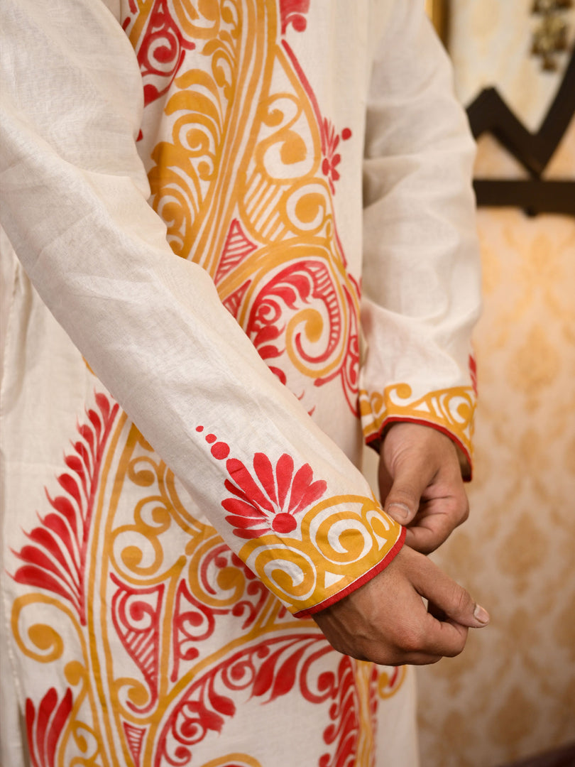 Tisya alpona duet set - Red & Mustard