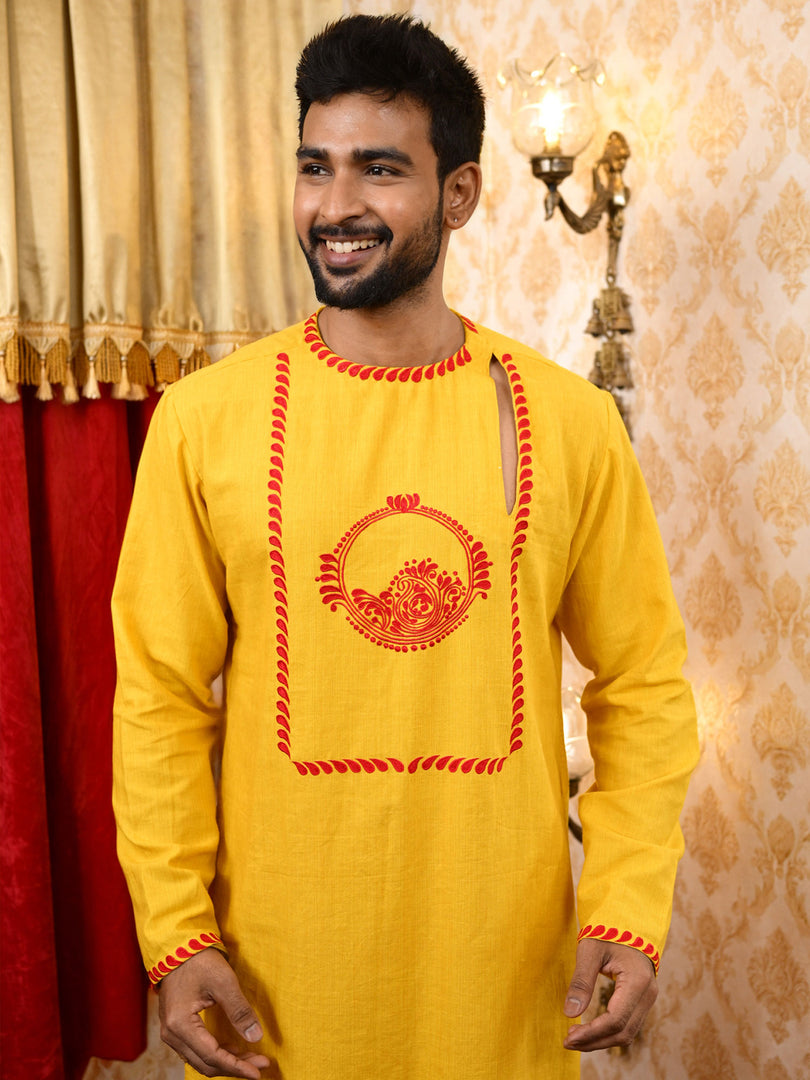 Mrinal 1 - khadi panjabi (yellow)
