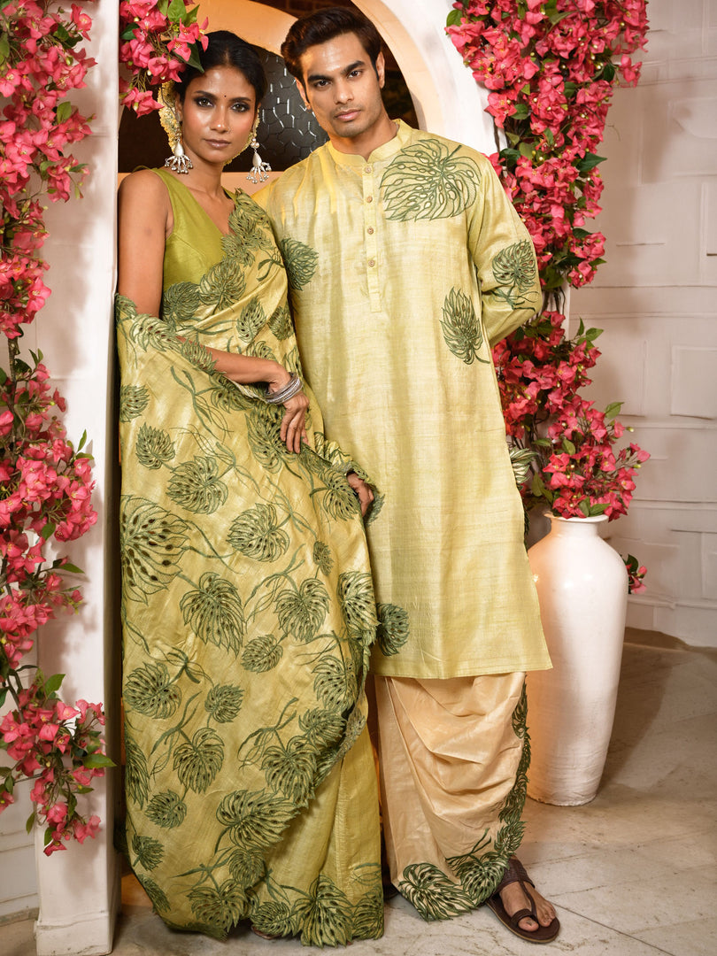 Monstera cutwork duet set - Green