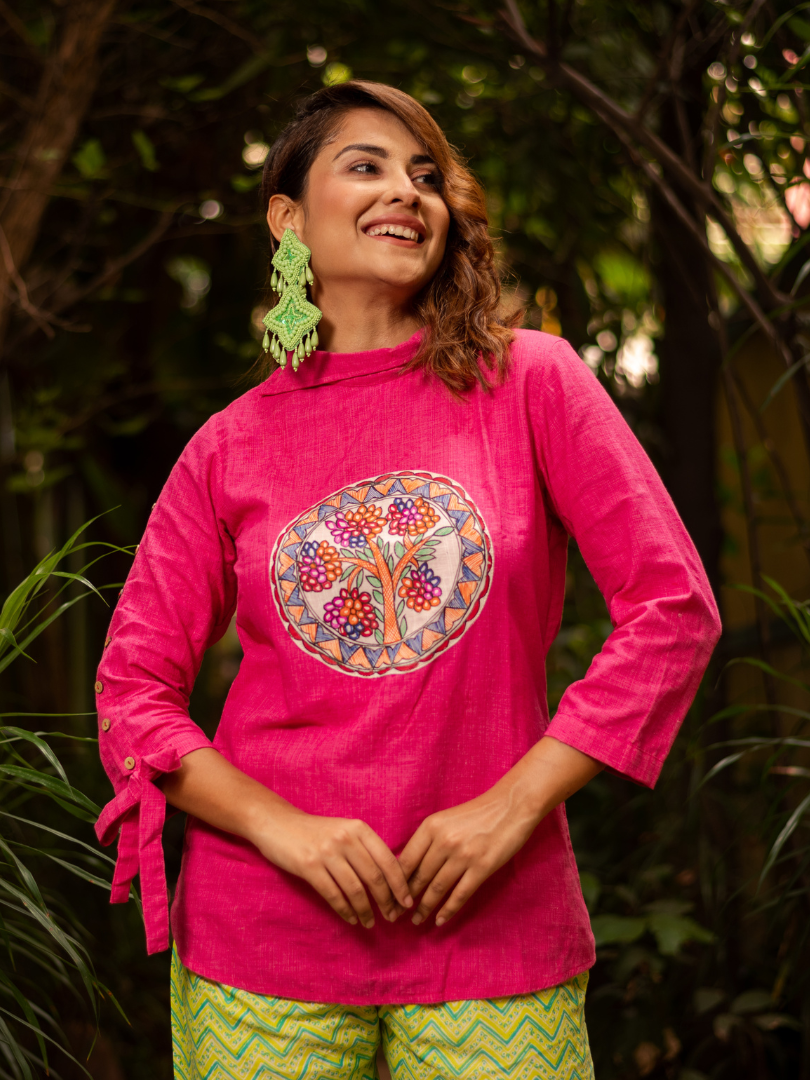 Pink Madhubani soul shirt