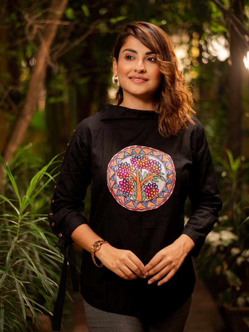 Black Madhubani soul shirt