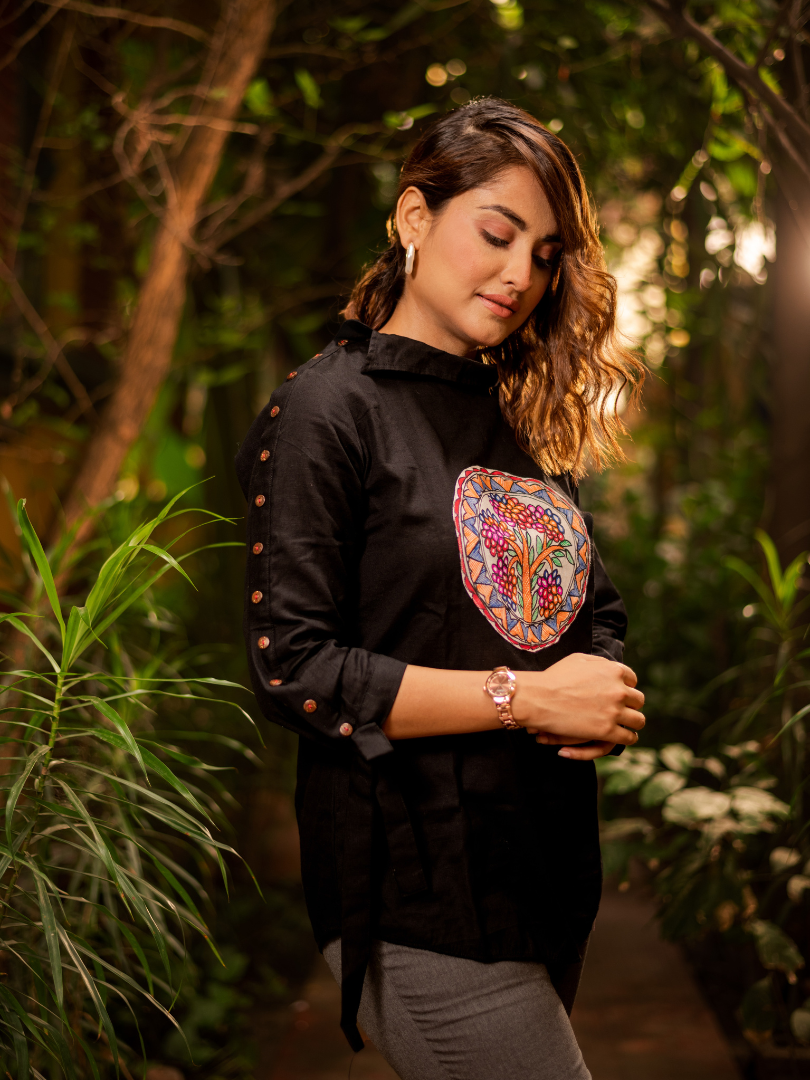Black Madhubani soul shirt