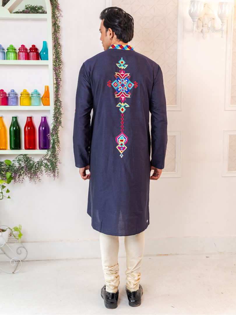 Blue Indra - embroidered panjabi