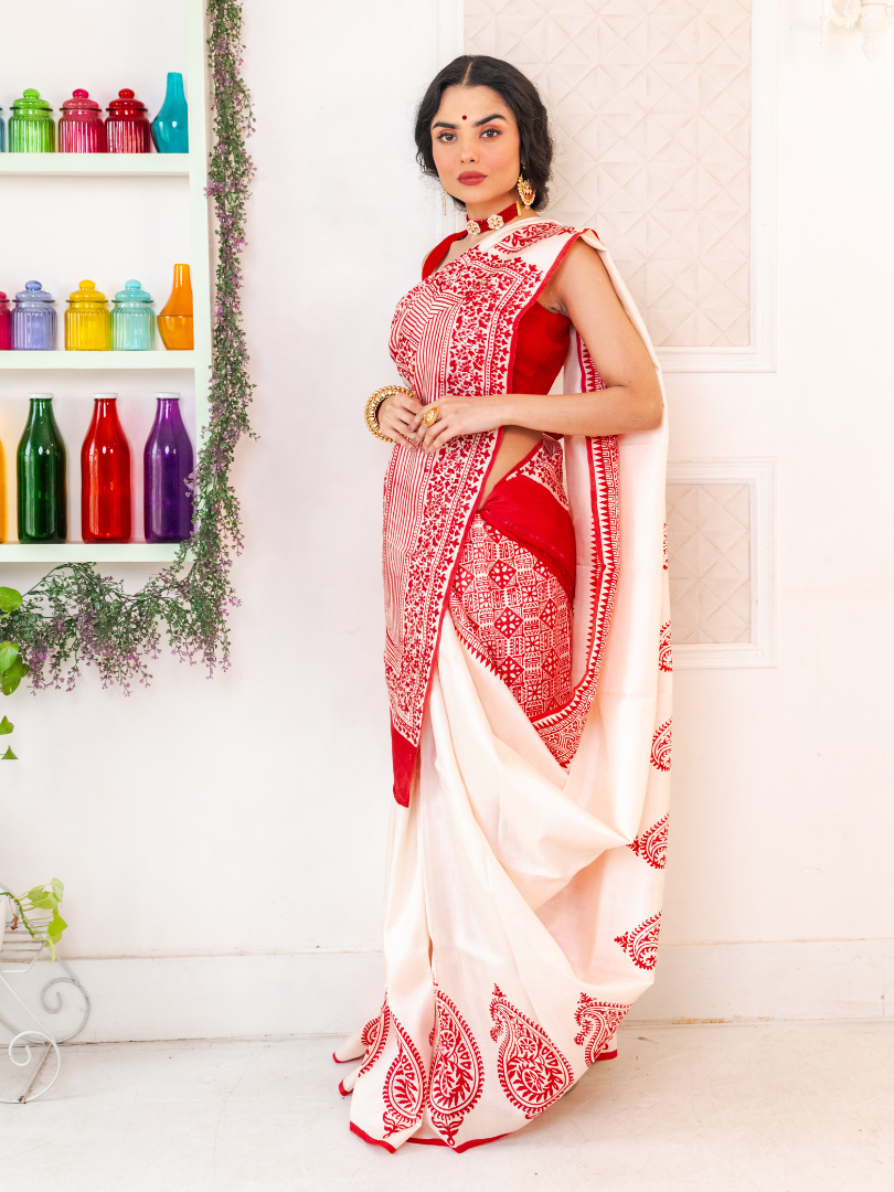 Sankha Block 1 - Red (silk)