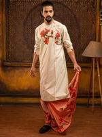 Load image into Gallery viewer, Shimul phool painted peach Dhoti
