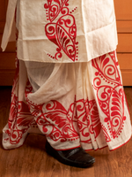 Load image into Gallery viewer, Red alpona on off-white Dhoti
