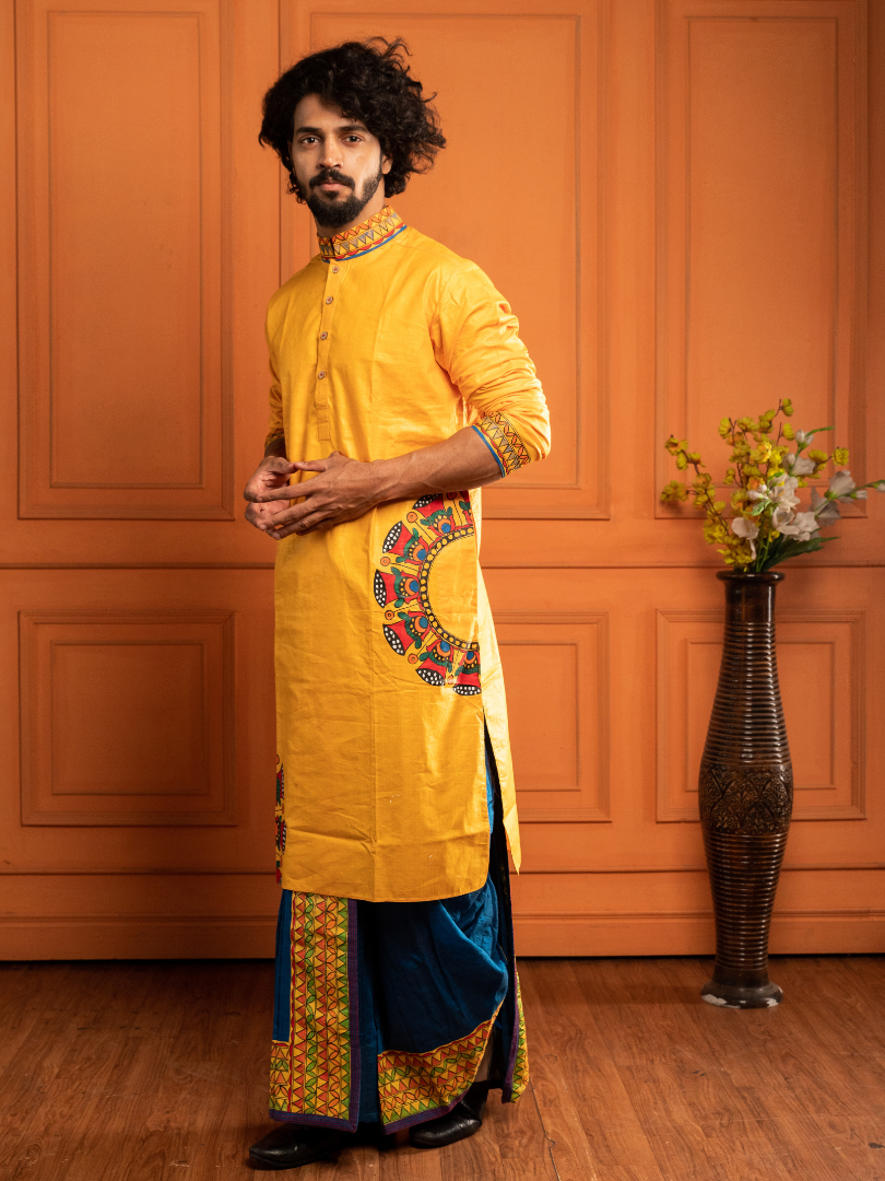 Azure blue Madhubani Dhoti