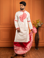Load image into Gallery viewer, Red Madhubani Dhoti
