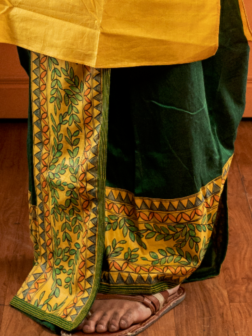 Deep green madhubhani Dhoti