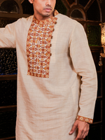 Load image into Gallery viewer, Gujrati embroidered Tussar panjabi