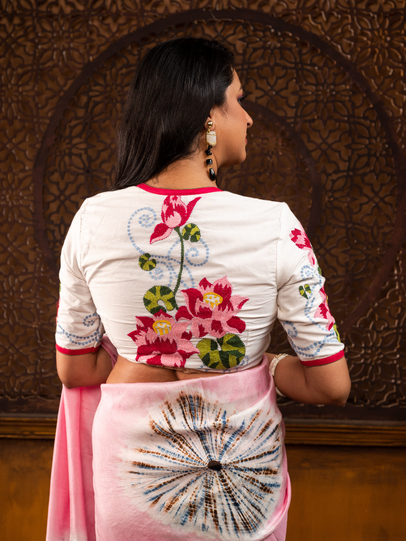 Blooming lotus - Kantha embroidered blouse