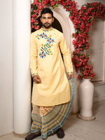 Load image into Gallery viewer, Jamdani-style floral khadi panjabi