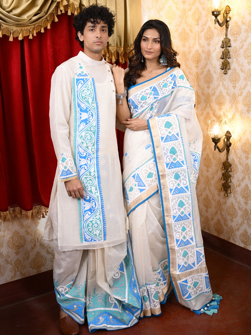 Iraaya alpona duet set - Blue & Sea Green