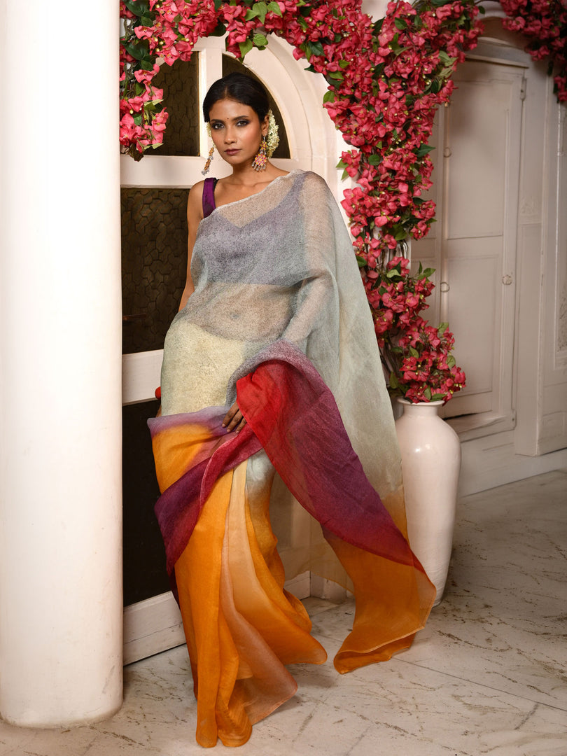 Prismatic 1 - ombre organza saree