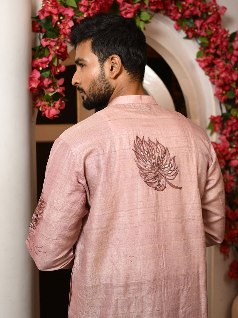 Monstera cutwork duet set - Dusty Rose