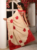 Load image into Gallery viewer, Poinsettia Cutwork tussar saree