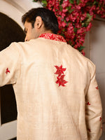 Load image into Gallery viewer, Poinsettia cutwork tussar panjabi