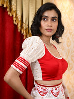Load image into Gallery viewer, Hakoba blouse (Red and white)
