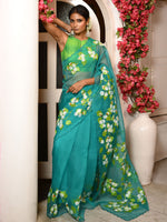 Load image into Gallery viewer, Shiuli phool handpainted organza saree