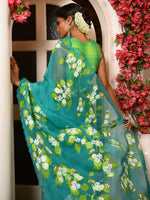 Load image into Gallery viewer, Shiuli phool handpainted organza saree