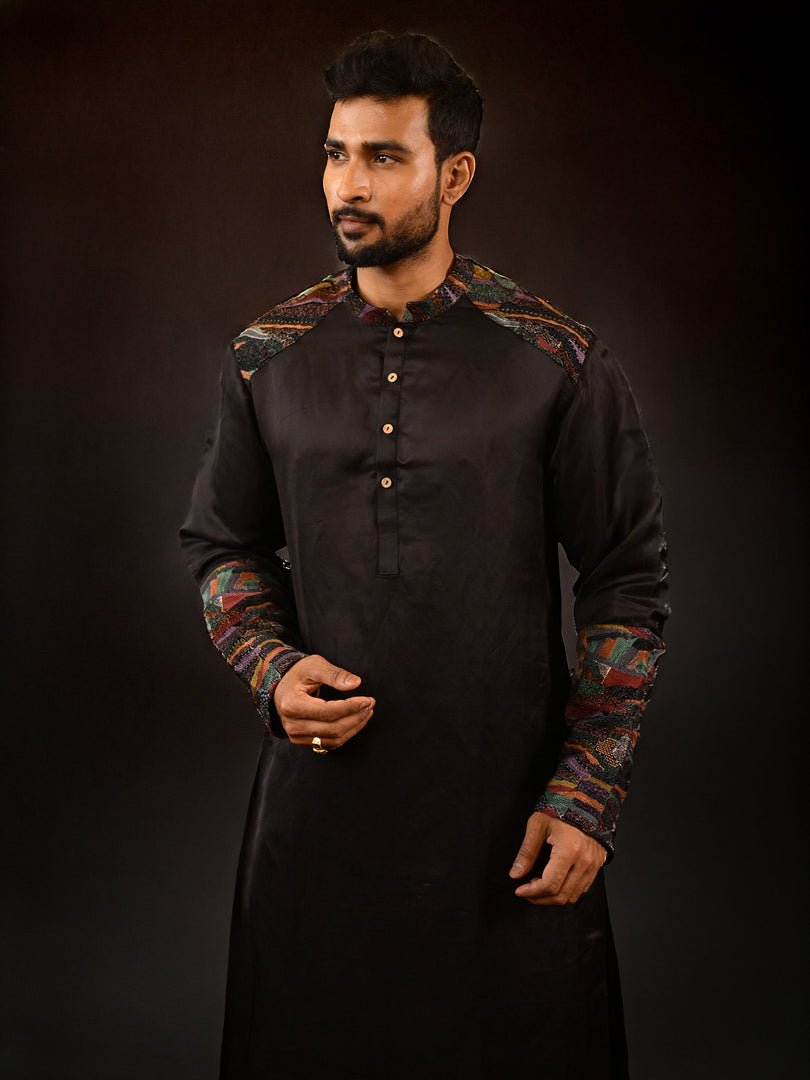Eos - Embroidered velvet with linen satin panjabi