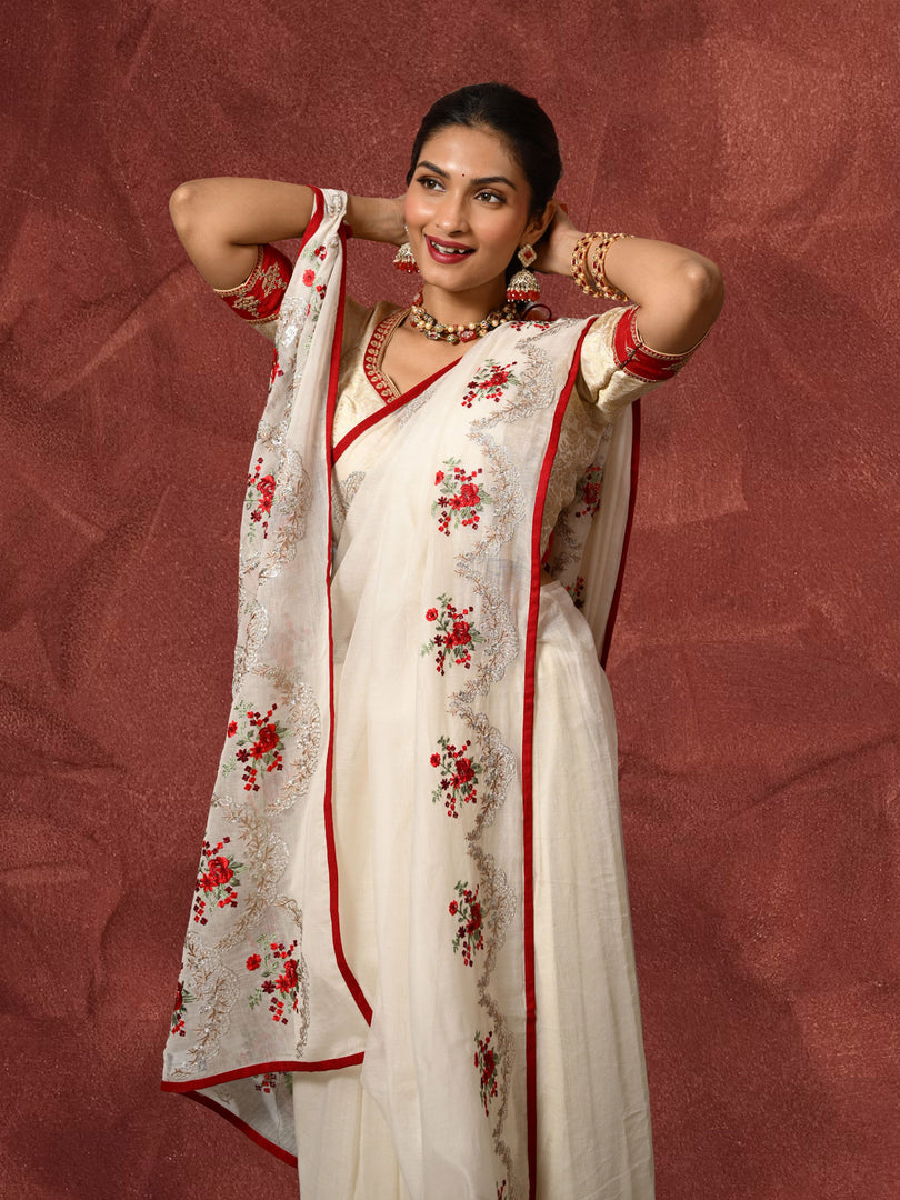 Pushpanjali - Embroidered Chanderi saree
